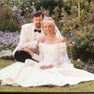 satinwedding dress with Svorawski crystal beading  and tiny buttons